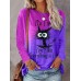 Women's T shirt Tee Pink Purple Orange Graphic Color Gradient Print Long Sleeve Casual Weekend Cartoon Round Neck Regular I'm Fine Painting Plus Size S