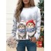 Women's Sweatshirt Pullover Cat Sportswear Festival Print White Navy Blue Blue Casual Sports Round Neck Long Sleeve Top Micro-elastic Fall & Winter