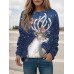 Women's Sweatshirt Pullover Cat Sportswear Festival Print White Navy Blue Blue Casual Sports Round Neck Long Sleeve Top Micro-elastic Fall & Winter