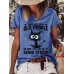 Women's T shirt Tee Cat Letter Text White Pink Blue Print Short Sleeve Daily Weekend Basic Round Neck Regular Fit