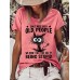 Women's T shirt Tee Cat Letter Text White Pink Blue Print Short Sleeve Daily Weekend Basic Round Neck Regular Fit