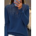 Women‘s Christmas Pullover Sweater Jumper Crew Neck Ribbed Knit Acrylic Sequins Fall Winter Regular Outdoor Daily Going out Xmas Stylish Casual Long Sleeve Solid Color Black White Light Green S M L