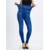 Women's Leggings Faux Denim Ankle-Length Stretchy High Waist Fashion Casual Weekend Black Blue S M