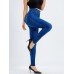 Women's Leggings Faux Denim Ankle-Length Stretchy High Waist Fashion Casual Weekend Black Blue S M