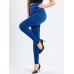 Women's Leggings Faux Denim Ankle-Length Stretchy High Waist Fashion Casual Weekend Black Blue S M