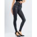 Women's Leggings Faux Denim Ankle-Length Stretchy High Waist Fashion Casual Weekend Black Blue S M