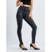 Women's Leggings Faux Denim Ankle-Length Stretchy High Waist Fashion Casual Weekend Black Blue S M