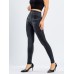 Women's Leggings Faux Denim Ankle-Length Stretchy High Waist Fashion Casual Weekend Black Blue S M