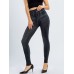 Women's Leggings Faux Denim Ankle-Length Stretchy High Waist Fashion Casual Weekend Black Blue S M