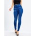 Women's Leggings Faux Denim Ankle-Length Stretchy High Waist Fashion Casual Weekend Black Blue S M