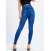 Women's Leggings Faux Denim Ankle-Length Stretchy High Waist Fashion Casual Weekend Black Blue S M