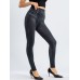 Women's Leggings Faux Denim Ankle-Length Stretchy High Waist Fashion Casual Weekend Black Blue S M