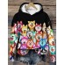 Women's Hoodie Sweatshirt Pullover Cat Active Sportswear Funny Print Black White Yellow Casual Sports Hooded Long Sleeve Micro-elastic Fall & Winter