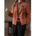 Women's Coat Winter Short Coat Fall Warm Notch Lapel Wool Coat Windproof Pea Coat with Pockets Loose Fit Modern Style Casual Trendy Jacket Long Sleeve Plain Camel Brown Coffee