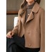 Women's Coat Winter Short Coat Fall Warm Notch Lapel Wool Coat Windproof Pea Coat with Pockets Loose Fit Modern Style Casual Trendy Jacket Long Sleeve Plain Camel Brown Coffee