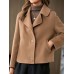 Women's Coat Winter Short Coat Fall Warm Notch Lapel Wool Coat Windproof Pea Coat with Pockets Loose Fit Modern Style Casual Trendy Jacket Long Sleeve Plain Camel Brown Coffee