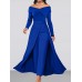 Women's Jumpsuit Solid Color Off Shoulder Elegant Wedding Party Wide Leg Regular Fit Long Sleeve Red Royal Blue S M L All Seasons