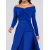 Women's Jumpsuit Solid Color Off Shoulder Elegant Wedding Party Wide Leg Regular Fit Long Sleeve Red Royal Blue S M L All Seasons