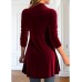 Women's Shirt Blouse Velvet Sparkly Wine Sequins Ruffle Long Sleeve Casual Fashion Square Neck Regular Fit Spring &Fall