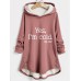 Women's Hoodie Sweatshirt Pullover Sherpa Fleece Lined Letter Warm Fuzzy Print Button Light Pink Pink Blue Casual Sports Hoodie Long Sleeve Top Micro-elastic Fall & Winter