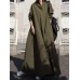 Women's Plus Size Curve Shirt Dress Casual Dress Swing Dress Solid Color Long Dress Maxi Dress Long Sleeve Ruched V Neck Fashion Outdoor ArmyGreen Black Fall Winter L XL XXL 3XL 4XL