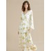 Women's Casual Dress A Line Dress Floral Print Gold Foil Print Design V Neck Midi Dress Streetwear A Line Wedding New Year Street Loose Fit Yellow S M L