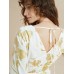 Women's Casual Dress A Line Dress Floral Print Gold Foil Print Design V Neck Midi Dress Streetwear A Line Wedding New Year Street Loose Fit Yellow S M L