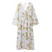 Women's Casual Dress A Line Dress Floral Print Gold Foil Print Design V Neck Midi Dress Streetwear A Line Wedding New Year Street Loose Fit Yellow S M L