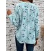 Women's Shirt Blouse Floral Blue Print Button Long Sleeve Casual Holiday Fashion Round Neck Regular Fit Spring &Fall