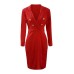 Women's New Year's Eve Dress Work Dress Blazer Dress And Jacket Set Sheath Dress Midi Dress Black White Red Long Sleeve Button Spring Fall Autumn Shirt Collar Office Dress