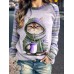 Women's Sweatshirt Pullover Cat Active Sportswear Funny Pink Blue Purple Casual Sports Round Neck Long Sleeve Top Micro-elastic Fall & Winter