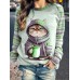 Women's Sweatshirt Pullover Cat Active Sportswear Funny Pink Blue Purple Casual Sports Round Neck Long Sleeve Top Micro-elastic Fall & Winter