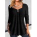 Women's Lace Shirt Shirt Blouse Ribbed Plain Black Pink Blue Lace Button Long Sleeve Casual Fashion V Neck Regular Fit Spring &Fall