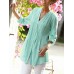 Women‘s Green V Neck Linen Shirt Breathable Natural Light and ComfortableCasual Beach Shirt Button Long Sleeve Going out Basic Modern Regular Fit Spring & Fall Shirt