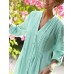 Women‘s Green V Neck Linen Shirt Breathable Natural Light and ComfortableCasual Beach Shirt Button Long Sleeve Going out Basic Modern Regular Fit Spring & Fall Shirt