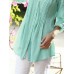 Women‘s Green V Neck Linen Shirt Breathable Natural Light and ComfortableCasual Beach Shirt Button Long Sleeve Going out Basic Modern Regular Fit Spring & Fall Shirt