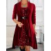 Women's Red Christmas Velvet Dress Sequin Dress Party Dress Mini Dress Black Wine Gold Long Sleeve Pure Color Sequins Fall Winter Autumn Crew Neck Fashion Winter Dress Vacation 2023 S M L XL XXL 3XL