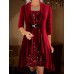 Women's Red Christmas Velvet Dress Sequin Dress Party Dress Mini Dress Black Wine Gold Long Sleeve Pure Color Sequins Fall Winter Autumn Crew Neck Fashion Winter Dress Vacation 2023 S M L XL XXL 3XL