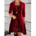 Women's Red Christmas Velvet Dress Sequin Dress Party Dress Mini Dress Black Wine Gold Long Sleeve Pure Color Sequins Fall Winter Autumn Crew Neck Fashion Winter Dress Vacation 2023 S M L XL XXL 3XL