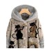 Women's Plus Size Teddy Coat Winter Coat Animal Cat Causal Holiday Long Sleeve Hooded Regular Winter Fall Gray L XL XXL 3XL 4XL