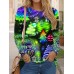 Women's T shirt Tee Graphic Grass Green Yellow Pink Print Long Sleeve Party New Year Holiday Festival / Holiday Round Neck Regular Fit Spring &Fall