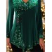 Women's Shirt Blouse Velvet Plain Sparkly Green Sequins Long Sleeve Party Casual Fashion V Neck Regular Fit Spring &Fall