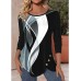 Women's T shirt Tee Geometric Black Print Button Long Sleeve Daily Weekend Fashion Round Neck Regular Fit Spring &Fall