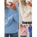 Women's Pullover Sweater Jumper Crew Neck Ribbed Knit Cotton Oversized Spring Fall Daily Going out Weekend Stylish Casual Soft Long Sleeve Solid Color Pink Royal Blue Blue S M L