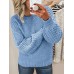 Women's Pullover Sweater Jumper Crew Neck Ribbed Knit Cotton Oversized Spring Fall Daily Going out Weekend Stylish Casual Soft Long Sleeve Solid Color Pink Royal Blue Blue S M L