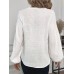 Women's Blouse Cotton Linen Plain White Lace Patchwork Long Sleeve Casual Beach Blouse Basic Casual Round Neck Regular Fit Summer Spring Blouse