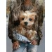 Women's Sweatshirt Pullover Dog Active Sportswear Brown Casual Sports Round Neck Long Sleeve Top Micro-elastic Fall & Winter