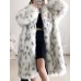 Women's Faux Fur Coat Modern Comfortable Street Style Plush Patchwork Pocket Outdoor Daily Wear Vacation Going out Faux Fur Long Coat Winter Fall White Cardigan Turndown Loose Fit S M L XL XXL / Warm