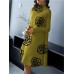 Women's Casual Dress Winter Dress Floral Print Stand Collar Midi Dress Fashion Streetwear Outdoor Daily Long Sleeve Loose Fit Yellow Wine Blue Fall Winter S M L XL 2XL