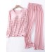 Women's Loungewear Sets 2 Pieces Stripe Fashion Casual Comfort Street Daily Date Polyester Breathable Crew Neck Long Sleeve Pant Summer Spring Black Pink